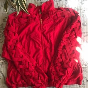 Teddi - Vintage Bomber Jacket - L Red Windbreaker